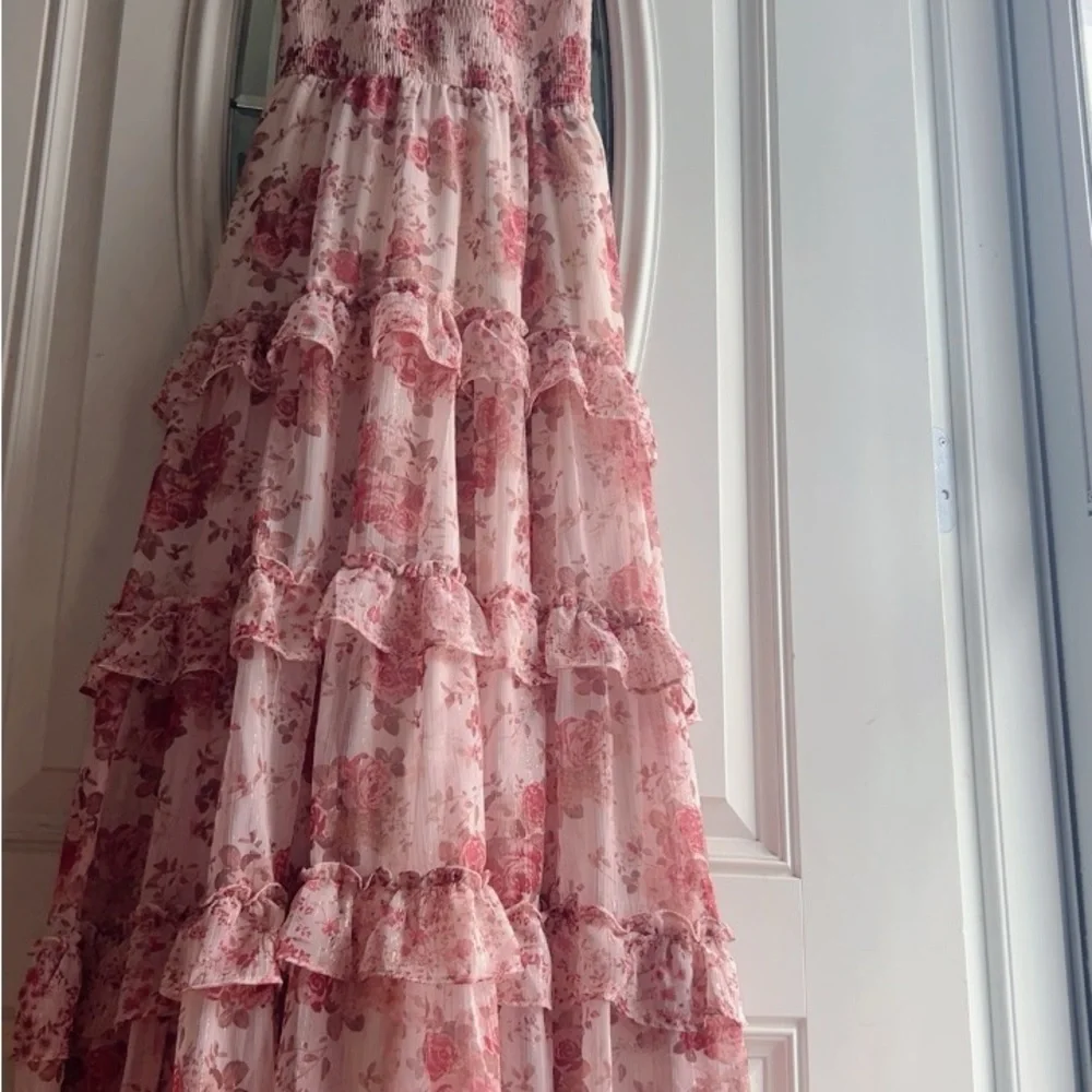 Altar'd State Blush Floral Tiered Dress - Picture 4 of 12